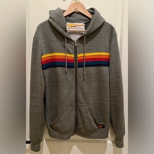 Aviator Nation 5 STRIPE HOODIE - HEATHER GREY